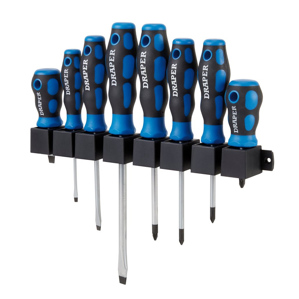 48933_1__27217 Draper 8 Piece Screwdriver Set C/W Rack (48933) - Image 1