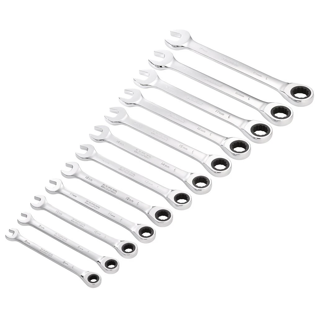 27689_1__28217 Draper 12 Piece Ratcheting Combination Spanner Set - Image 1